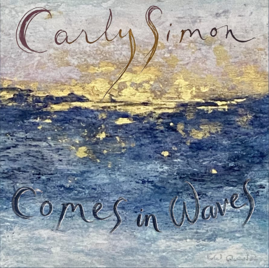 Pochette de l'album Comes in Waves de Carly Simon, une marine peinte en bleu et or