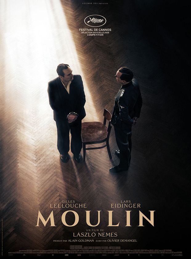Affiche du film Moulin de László Nemes : Gilles Lellouche en Jean Moulin face à Lars Eidinger en Klaus Barbie