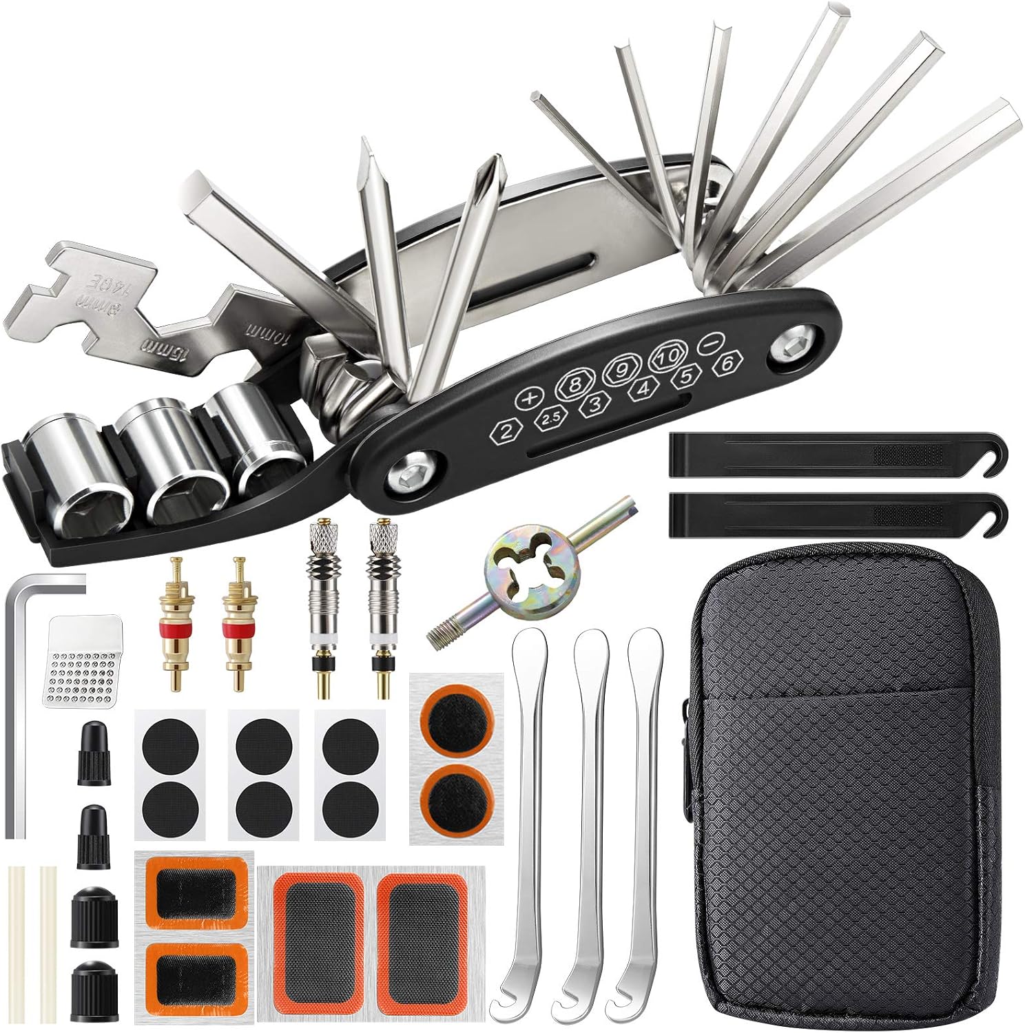 Kit de réparation crevaison 16-en-1 avec démonte-pneus