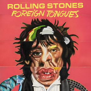 Pochette de l'album Foreign Tongues des Rolling Stones, portrait pastel sur fond rose