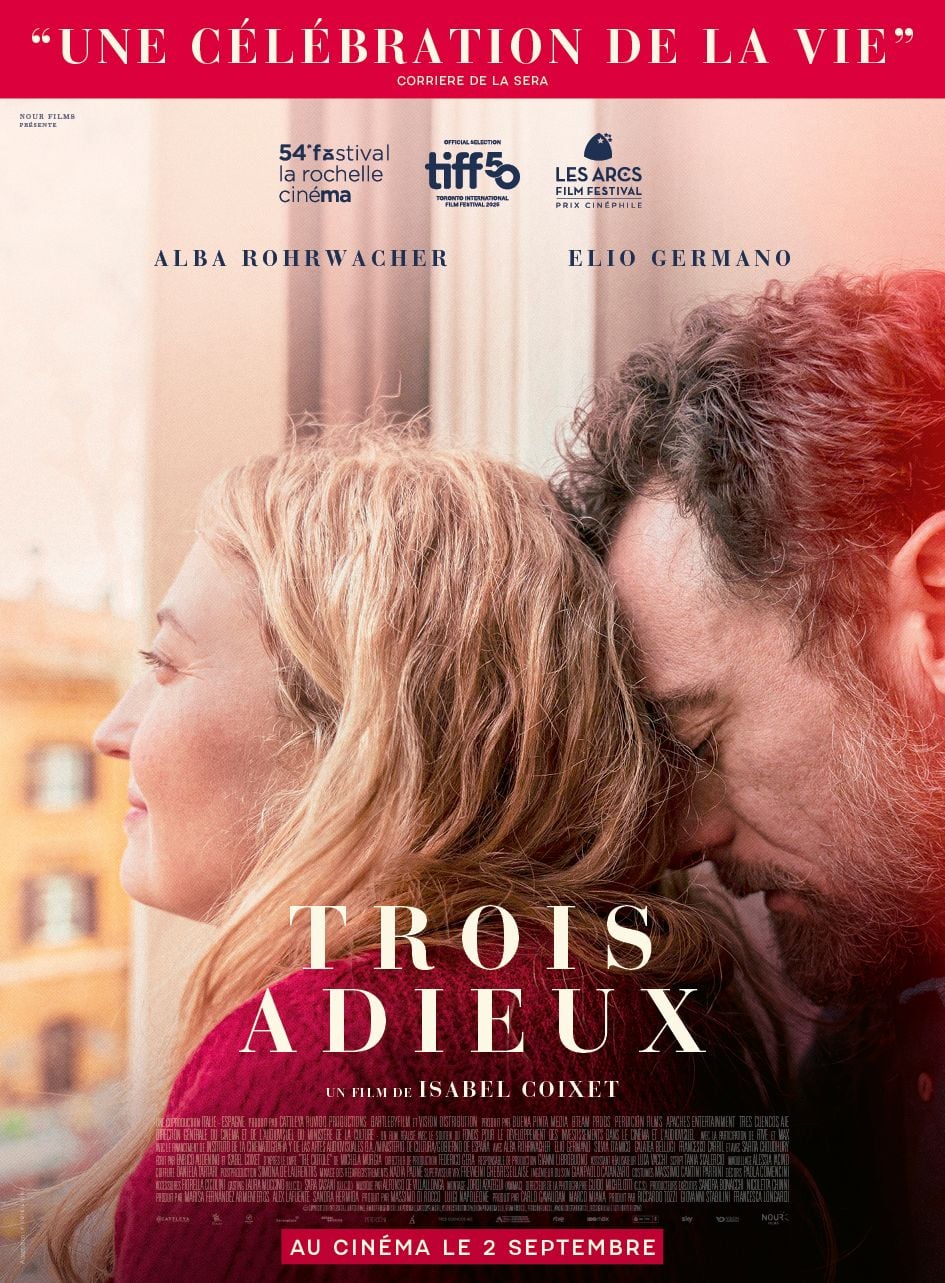 Affiche du film Trois adieux d'Isabel Coixet, avec Alba Rohrwacher et Elio Germano