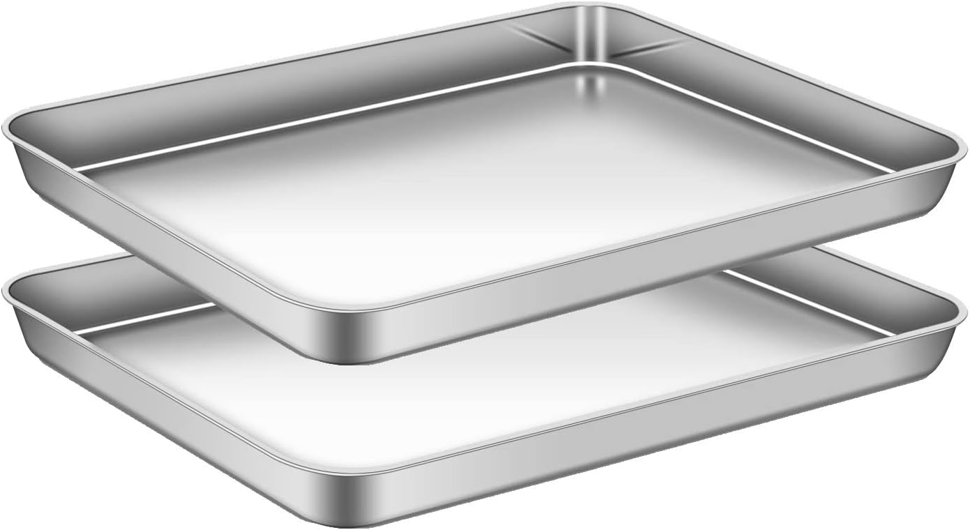 Lot de 2 plaques de cuisson inox (40 x 30 cm)