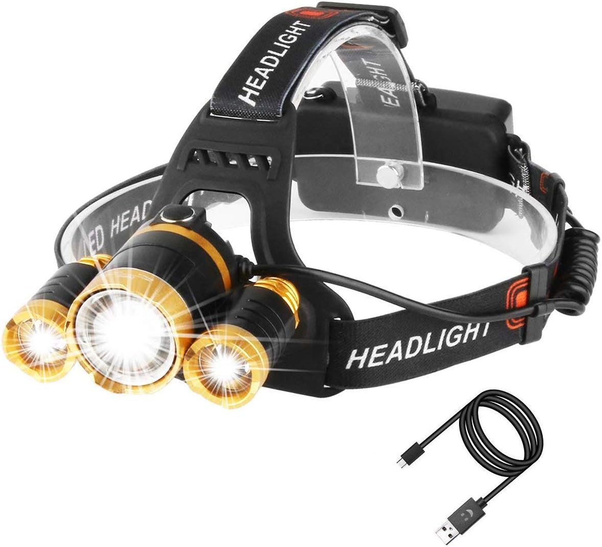 Lampe frontale rechargeable 5000 lumens