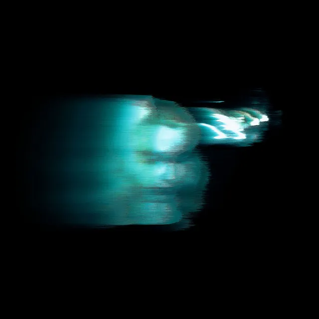 Pochette de l'album Lost Weekend de Phoebe Bridgers, visage flou aux tons turquoise sur fond noir