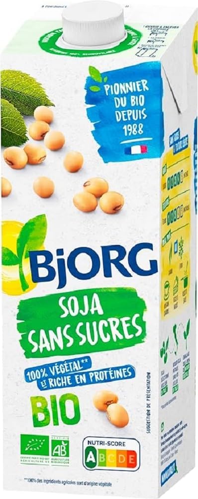 Bjorg boisson végétale soja sans sucres, lot de 6 L